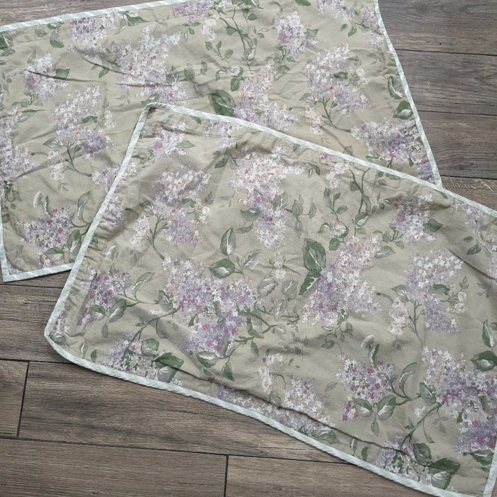 Ralph Lauren American Living king Shams set 2 Lilac Park Floral Tan Purple Green